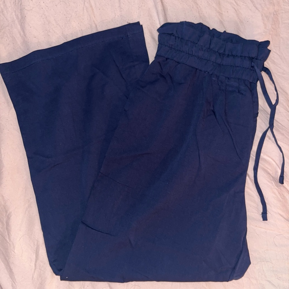 Navy Blue Elastic Waist Pants